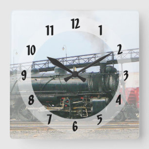Steam Locomotive Quadratische Wanduhr