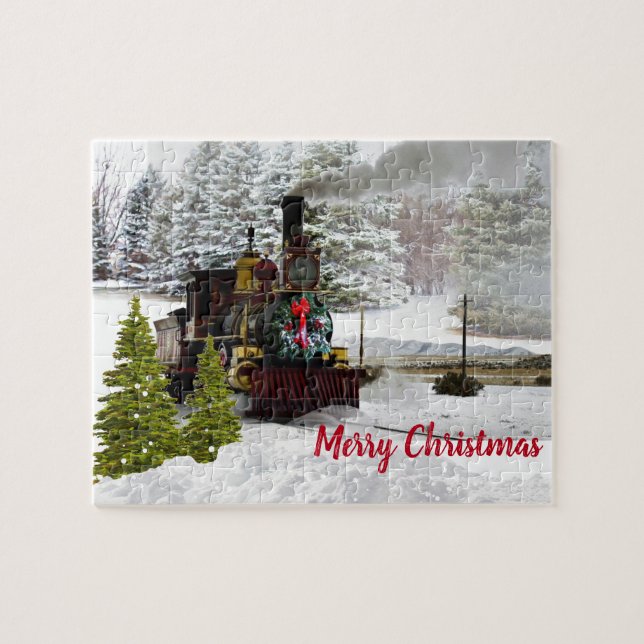 Steam Motor Locomotive Weihnachtspuzzle (Horizontal)
