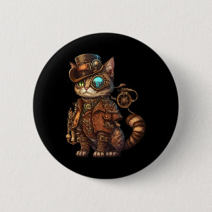 Steam Punk Cat Kitten Kitty Steampunk Button