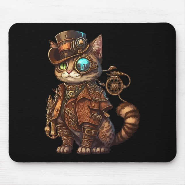Steam Punk Cat Kitten Kitty Steampunk Mousepad (Vorne)