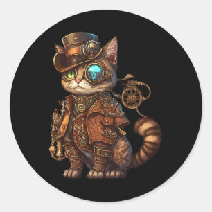 Steam Punk Cat Kitten Kitty Steampunk Runder Aufkleber