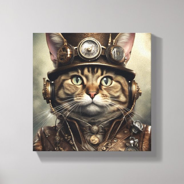 Steam Punk Cat Leinwand Art (Vorderseite)