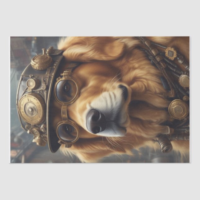 Steam Punk Golden Retriever Gewebe/Decodipage Papi Seidenpapier (Vorderseite)