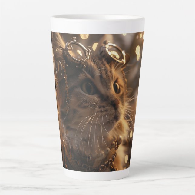 Steam Punk Kitten Digitale Kunst Milchtasse (Vorderseite)