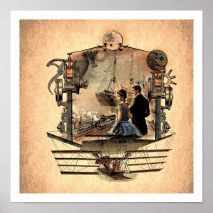 Steam-Punk-Kunstposter 12x12 Poster