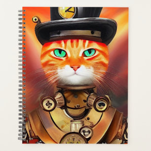 Steam Punk Orange Tabby Cat Planer