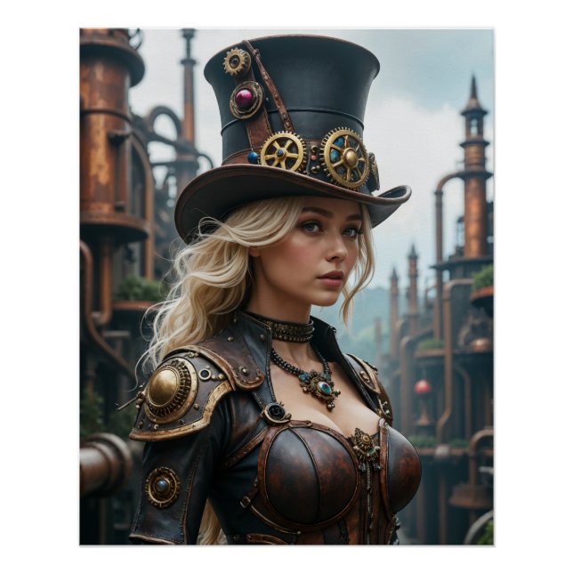 Steam Punk Top Hut Kriegerposter Poster (Vorderseite)