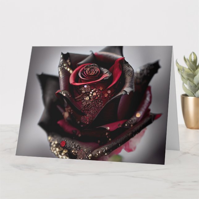 Steam Punk Verziert Black Rose Karte (Kleine Pflanze)
