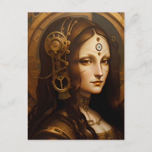 Steam Punky Mona Lisa Postkarte