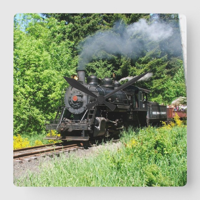 Steam Train Custom Clock Quadratische Wanduhr (Vorderseite)