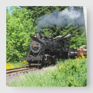 Steam Train Custom Clock Quadratische Wanduhr