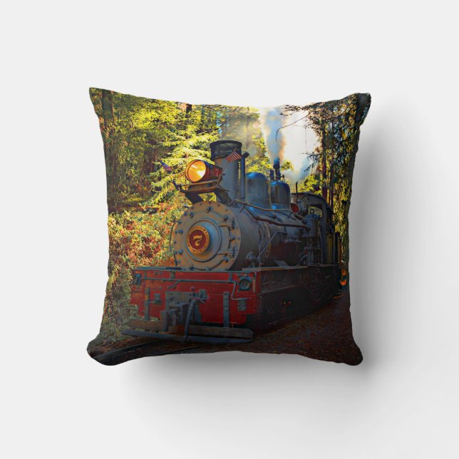 Steam Train Engine 7 Locomotive Railroad Kissen (Vorderseite)