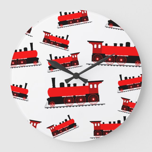 Steam Train Pattern Große Wanduhr (Vorderseite)