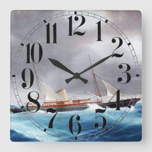 Steam Yacht Margarita 1900er Quadratische Wanduhr