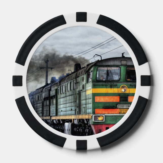 Steambahn-Steampunk-Motor Zielort Pokerchips (Vorderseite)