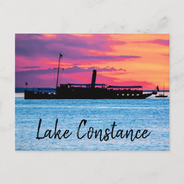 Steamboat am Bodensee Luganersee Art Postkarte (Vorderseite)
