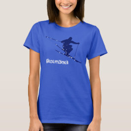 Steamboat-blauer Schnee-Ski T-Shirt