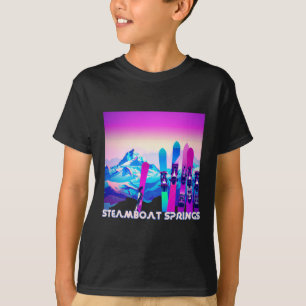 Steamboat bringt Ski Retro 80er Jahre Stil Skifahr T-Shirt