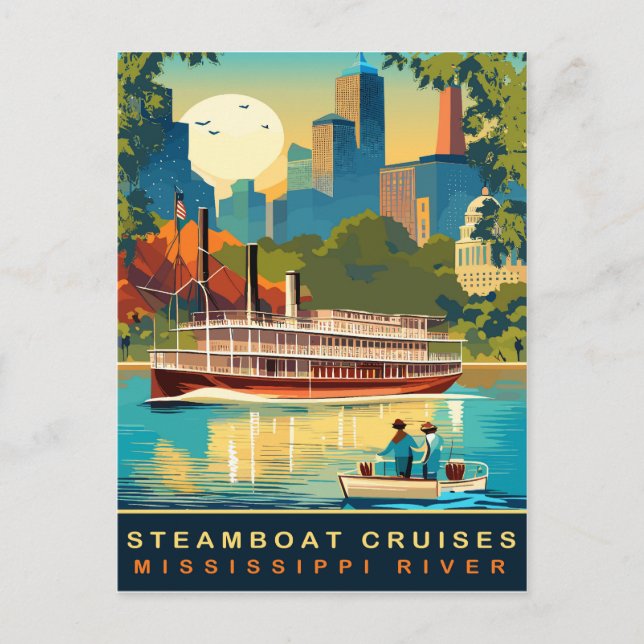 Steamboat Kreuzfahrten, Mississippi River, Reisen Postkarte (Vorderseite)