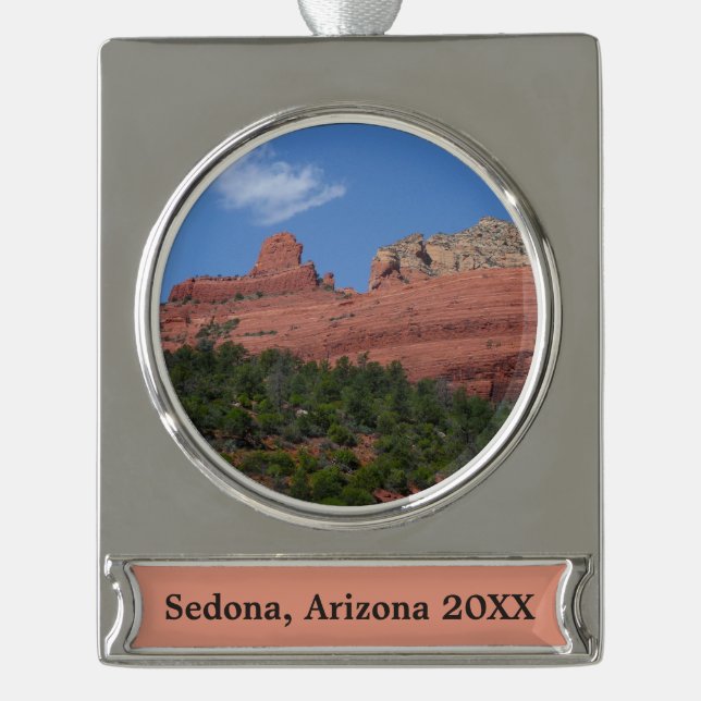 Steamboat Rock in Sedona Banner-Ornament Silber (Vorderseite)
