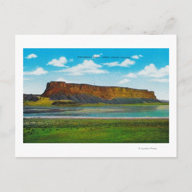 Steamboat Rock, Upper Grand Coulee Dam Postkarte (Vorderseite)