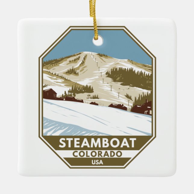 Steamboat Skigebiet Winter Colorado Keramikornament (Vorderseite)