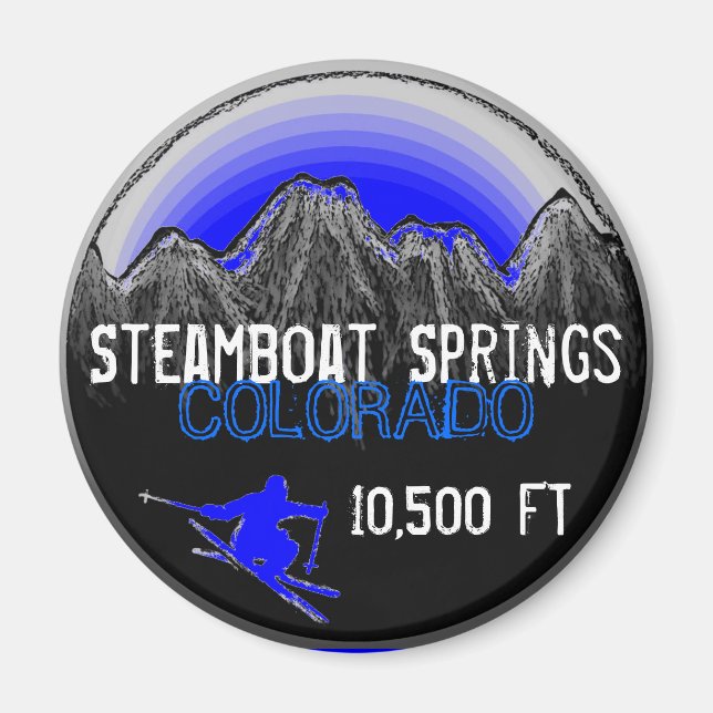 Steamboat Springs Colorado blauer Skimagnet Magnet (Vorne)