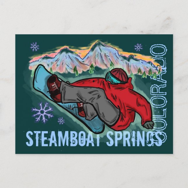 Steamboat Springs Colorado carte postale snowboard (Devant)
