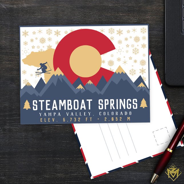 Steamboat Springs Colorado Flag Skifahren Postkarte (Von Creator hochgeladen)
