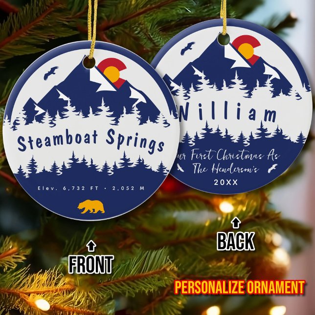 Steamboat Springs Colorado Flag Wandern Keramik Ornament (Von Creator hochgeladen)