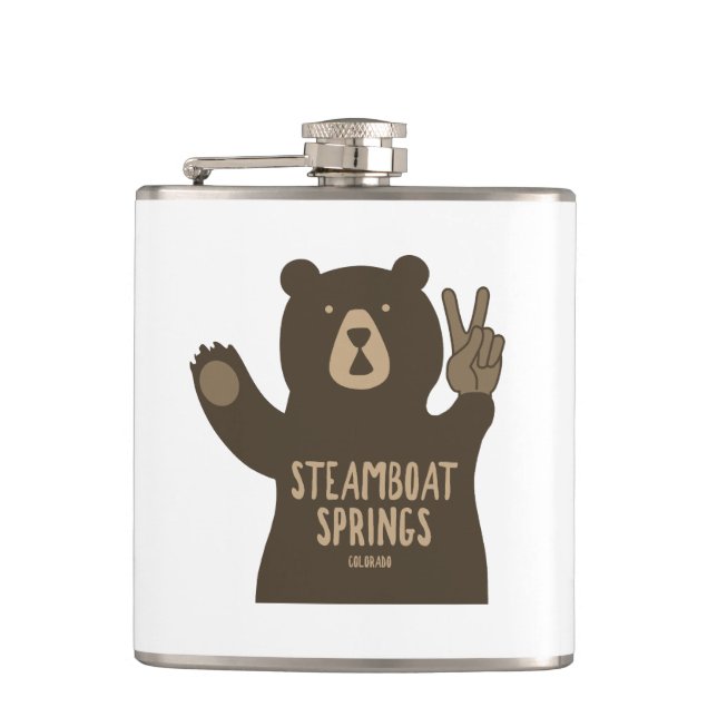 Steamboat Springs Colorado Peace Bear Flachmann (Vorderseite)