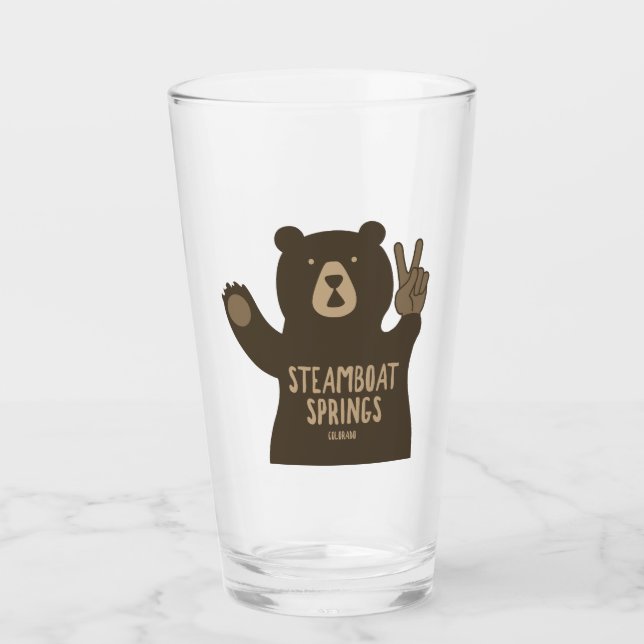 Steamboat Springs Colorado Peace Bear Glas (Vorderseite)