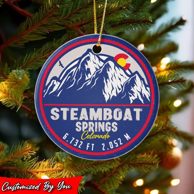 Steamboat Springs Colorado Retro Sunset Souvenirs Keramik Ornament (Von Creator hochgeladen)