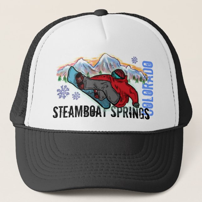 Steamboat Springs Colorado Snowboarder Hut Truckerkappe (Vorderseite)