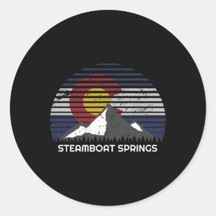 Steamboat Springs, Colorado X Co Flag Berggipfel Runder Aufkleber