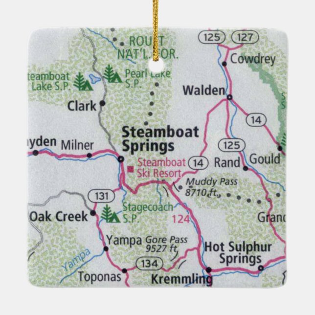 Steamboat Springs Karte Keramikornament (Rückseite)