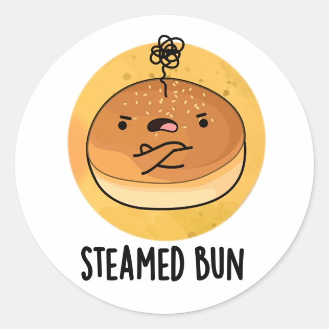 Steamed Bun Funny Food Puff Runder Aufkleber (Vorderseite)