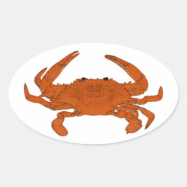 Steamed Crab Logo (Atlantic blue crab) Ovaler Aufkleber