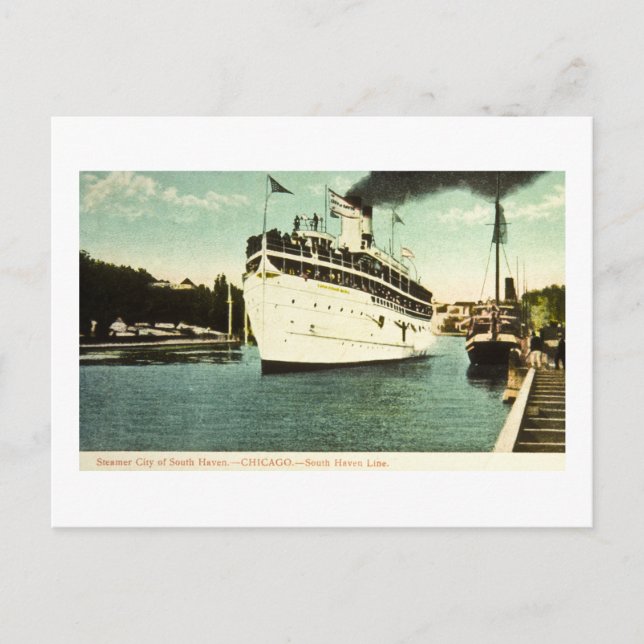 Steamer City of South Haven Great Sees Postkarte (Vorderseite)