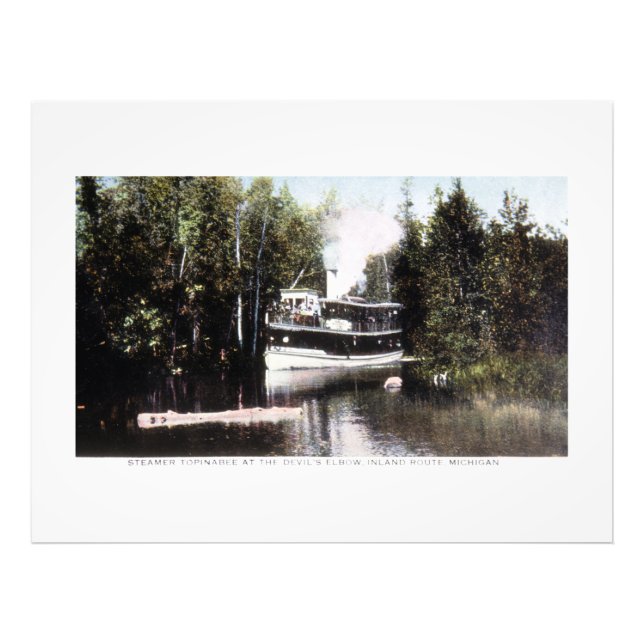 Steamer Topinabee am Teufel-Elbow, Michigan Postc Fotodruck (Vorne)