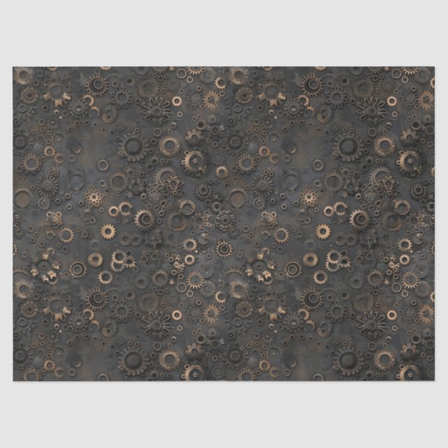 Steamgeere, rostes Metallmuster für Decoupage Seidenpapier (Vorderseite)