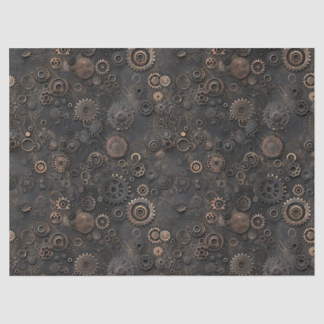 Steamgeere, rostes Metallmuster für Decoupage Seidenpapier (Vorderseite)