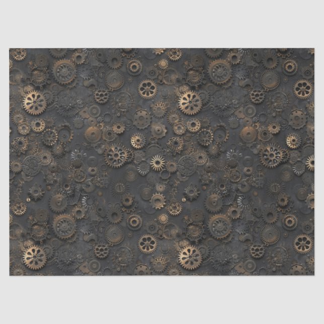 Steamgeere, rostes Metallmuster für Decoupage Seidenpapier (Vorderseite)