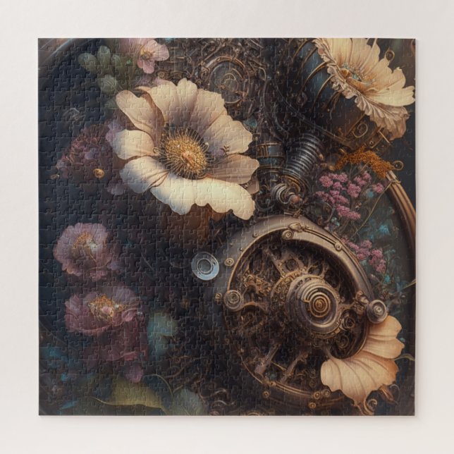 Steamgeere und weiße Blume (Vertikal)