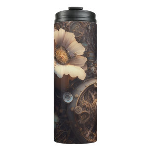 Steamgeere und weiße Blume Thermosbecher