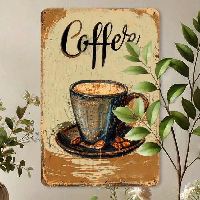Steaming Coffee Vintage Metal Sign Fotodruck (Von Creator hochgeladen)