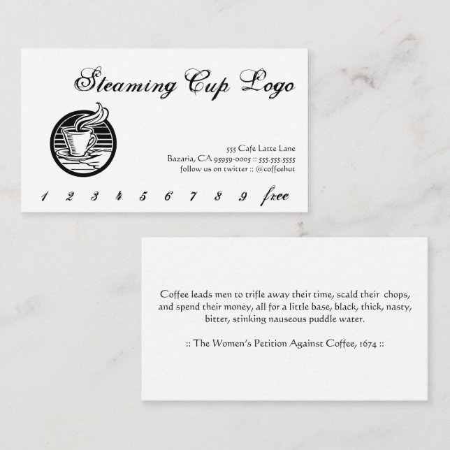 Steaming-Cup-Logo-Drink-Punch/Loyalitätskarte Treuekarte (Vorne/Hinten)