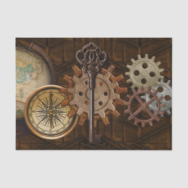 Steamkorngeere auf geometrischem Coppery-Look Seidenpapier (Vorderseite)