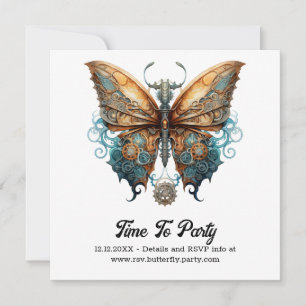 Steamlace Frack Butterfly Steampunk Wedding Ankündigung