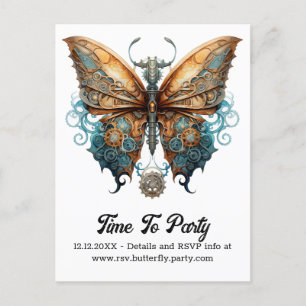 Steamlace Frack Butterfly Steampunk Wedding Ankündigungspostkarte